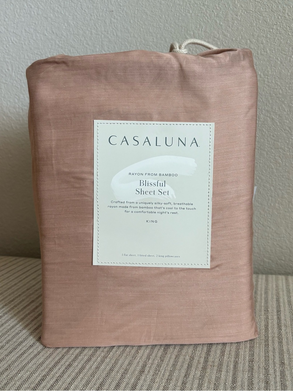 NWT King 400 Thread Count Rayon from Bamboo Sheets Light Adobe Clay - Casaluna